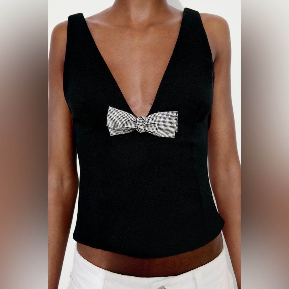 ZARA JEWEL BOW TOP